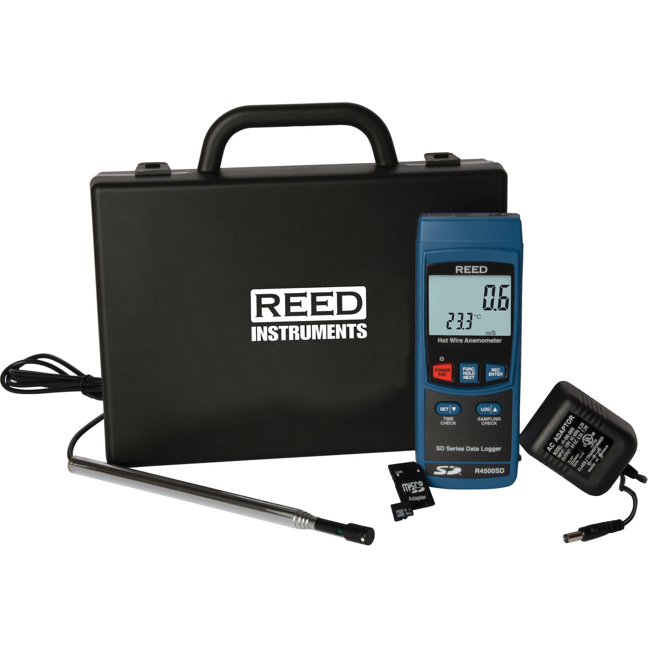Data Logging Hot Wire Thermo-Anemometer w/ Power Adapter & SD Card   R4500SD-KIT