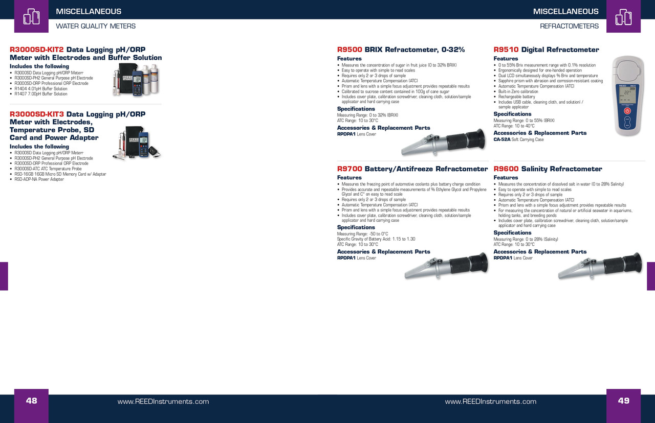 Data Logging pH/ORP Meter w/ Electrodes & Buffer Solution   R3000SD-KIT2