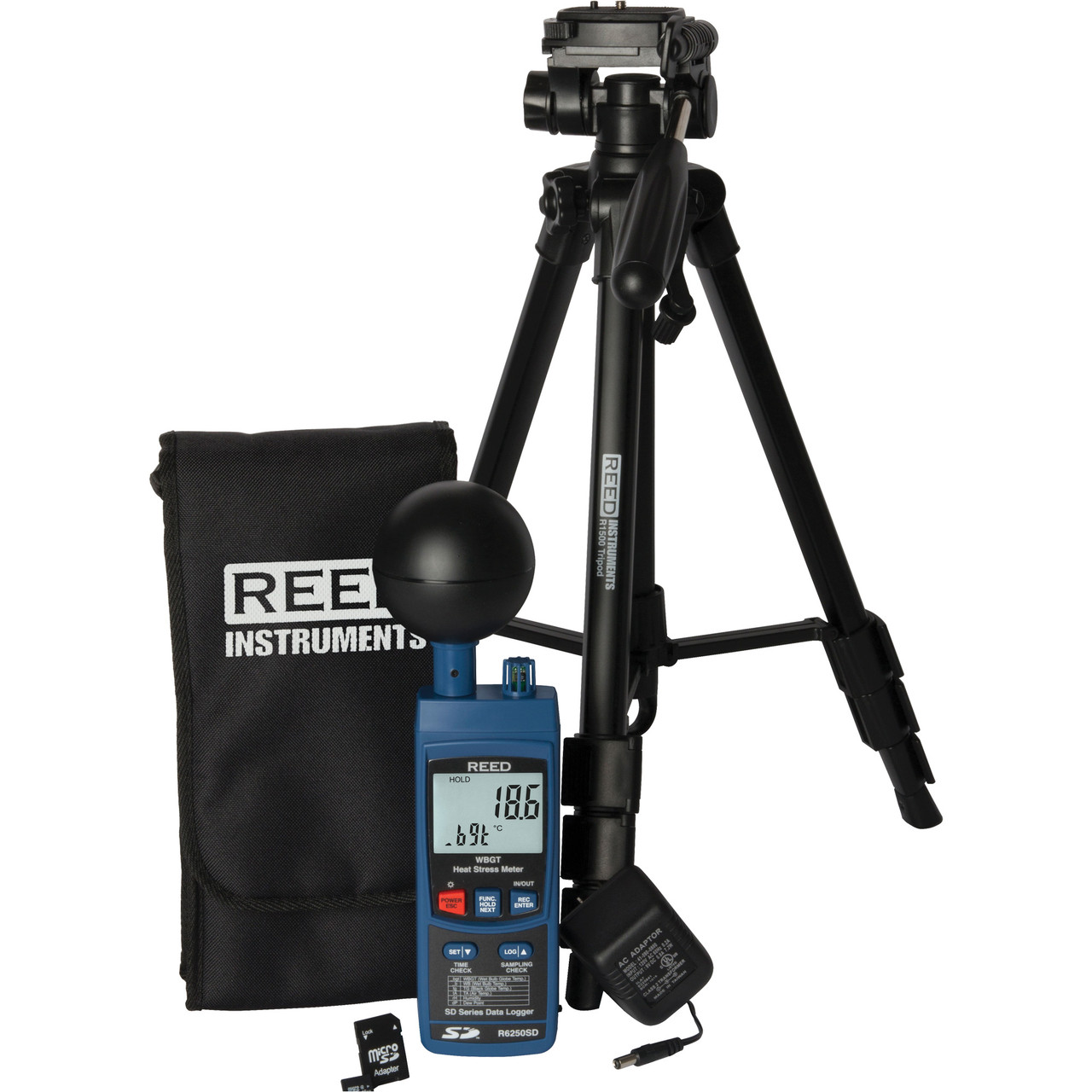 Data Logging Heat Stress Meter w/ Tripod SD Card & Power Adapter   R6250SD-KIT2
