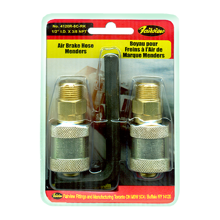 3/8 x 1/2" Brass/Steel DOT Male NPT - Air Brake Hose Splice Kit w/Allen Key  4120R-6D-RK