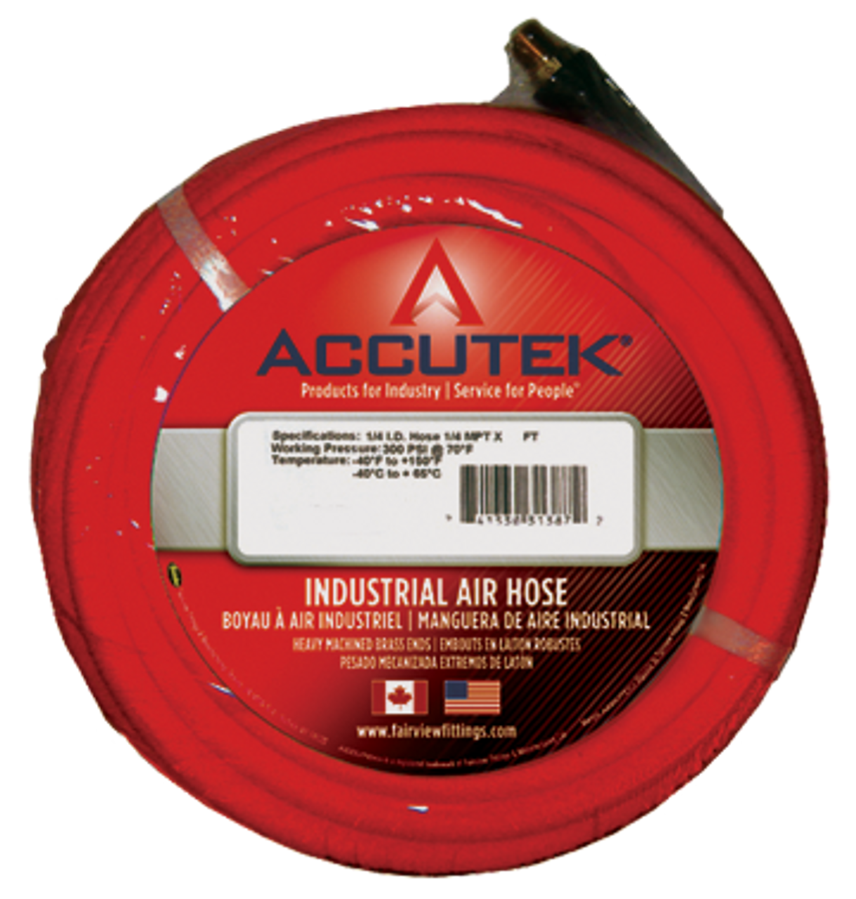 1/4" x 25' Male NPT Red Superflex Air Hose Assembly   GL4RED-25B