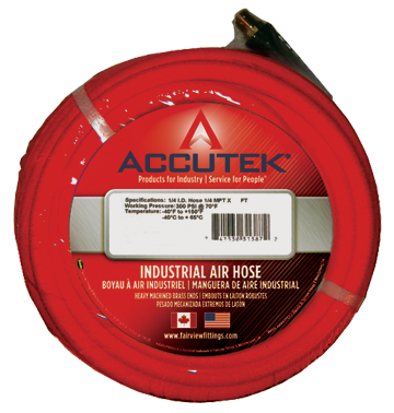 1/4" x 50' Male NPT Red Superflex Air Hose Assembly   GL4RED-50B