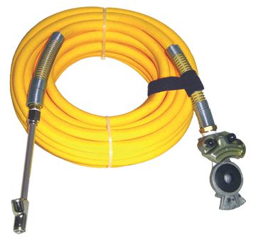 3/8" x 50' Yellow Superflex Air Hose - Univesal Glad Hand - Dual Foot Air chuck Assembly   GL6YEL-50GHU-DF