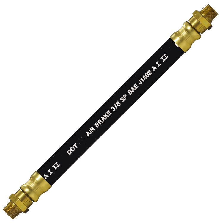 3/8 x 18" Black Rubber DOT SAE J1402 Air Brake Hose Assembly  HAB-6-18C-LSW