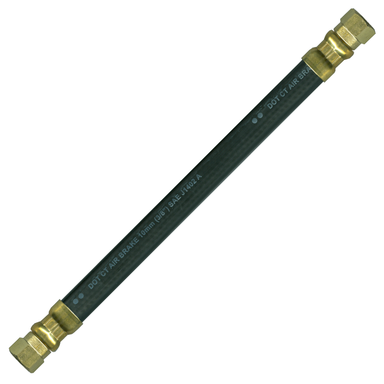 3/8 x 18" Black Rubber DOT SAE J1402 Air Brake Hose Assembly  HAB-6-18FS