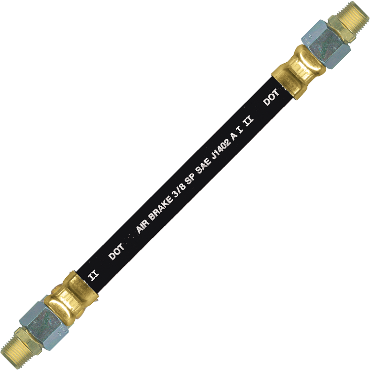 3/8 x 20" Black Rubber DOT SAE J1402 Air Brake Hose Assembly  HAB-6-20C-SW