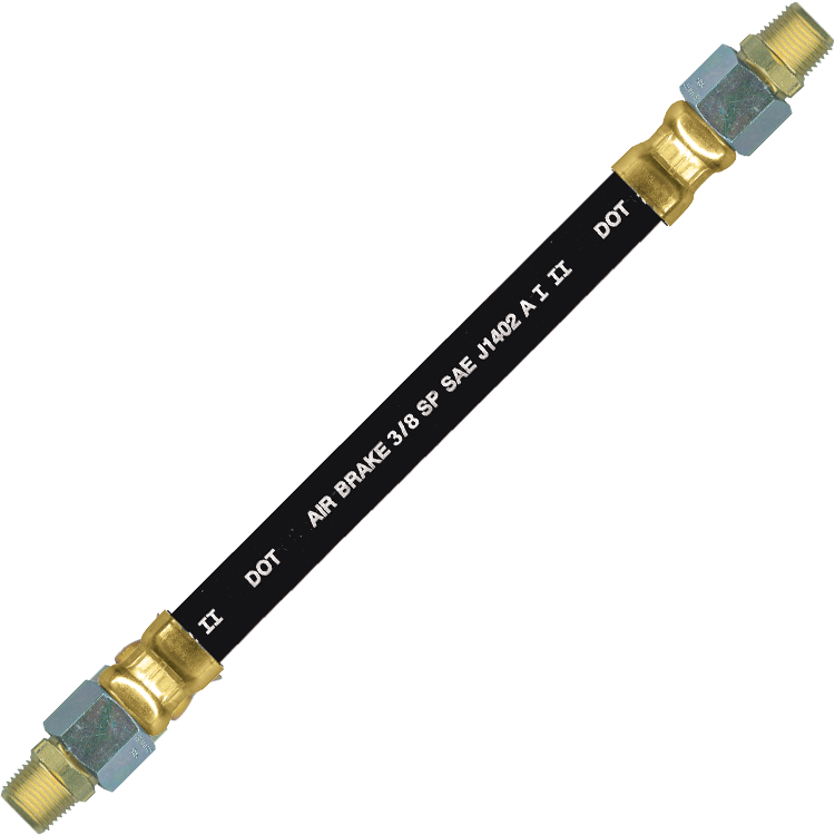 3/8 x 24" Black Rubber DOT SAE J1402 Air Brake Hose Assembly  HAB-6-24C-SW