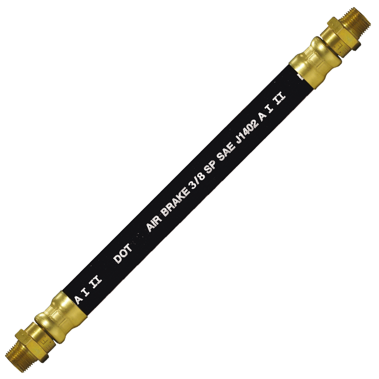 3/8 x 26" Black Rubber DOT SAE J1402 Air Brake Hose Assembly  HAB-6-26C-LSW