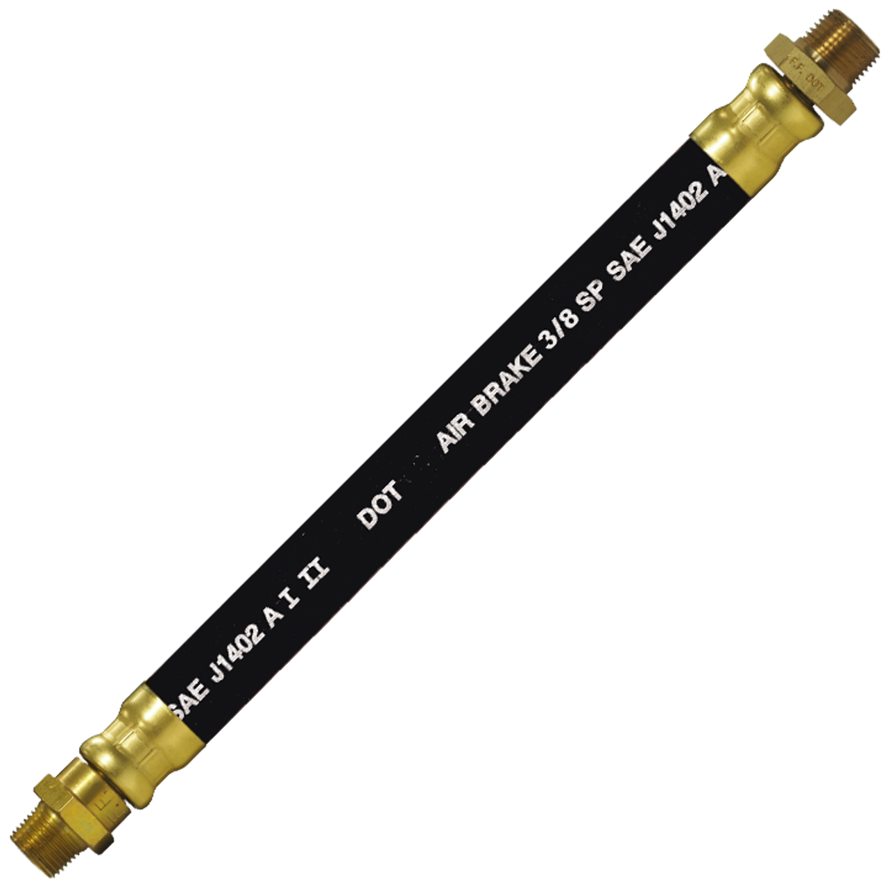 3/8 x 44" Black Rubber DOT SAE J1402 Air Brake Hose Assembly  HAB-6-44CLSC