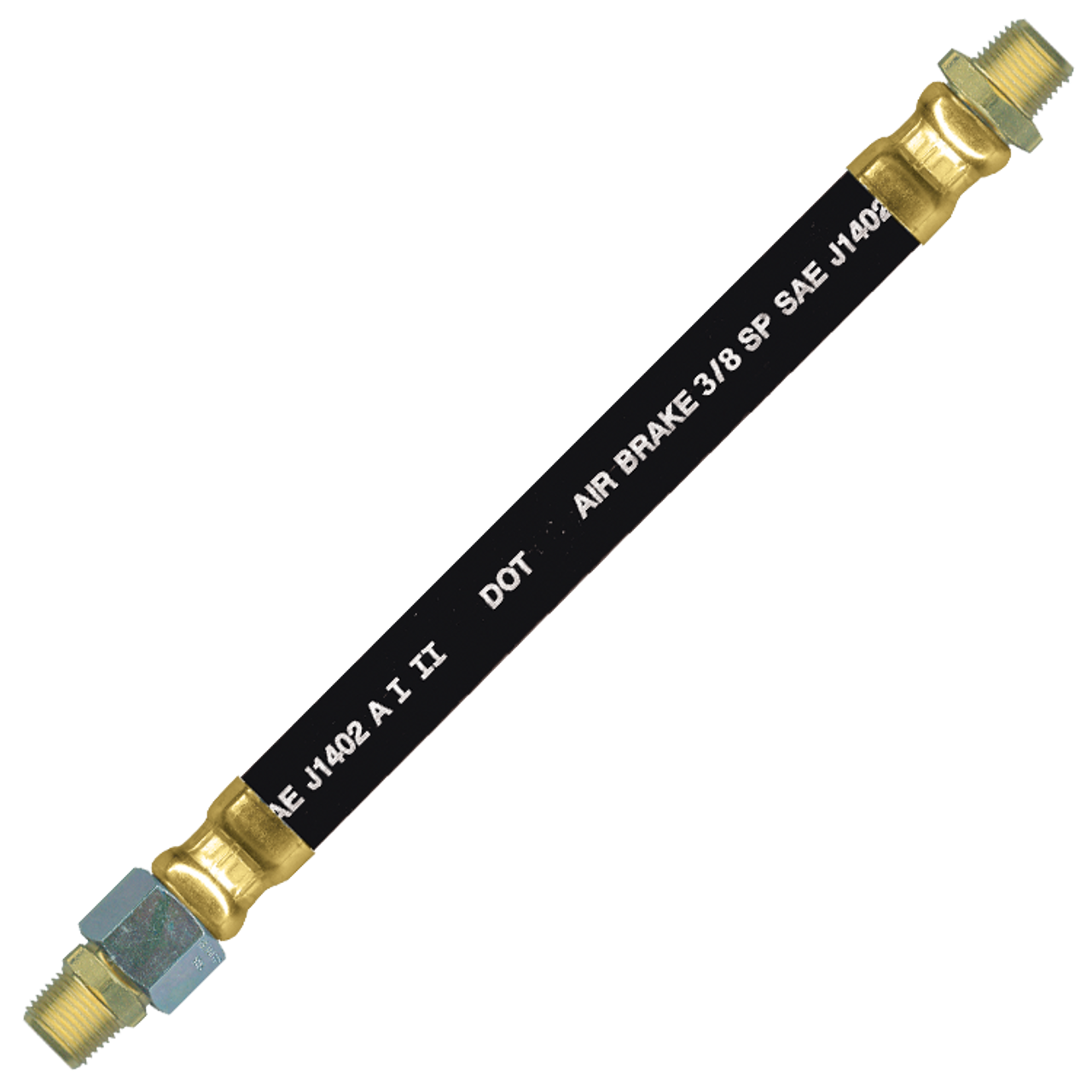 3/8 x 64" Black Rubber DOT SAE J1402 Air Brake Hose Assembly  HAB-6-64C