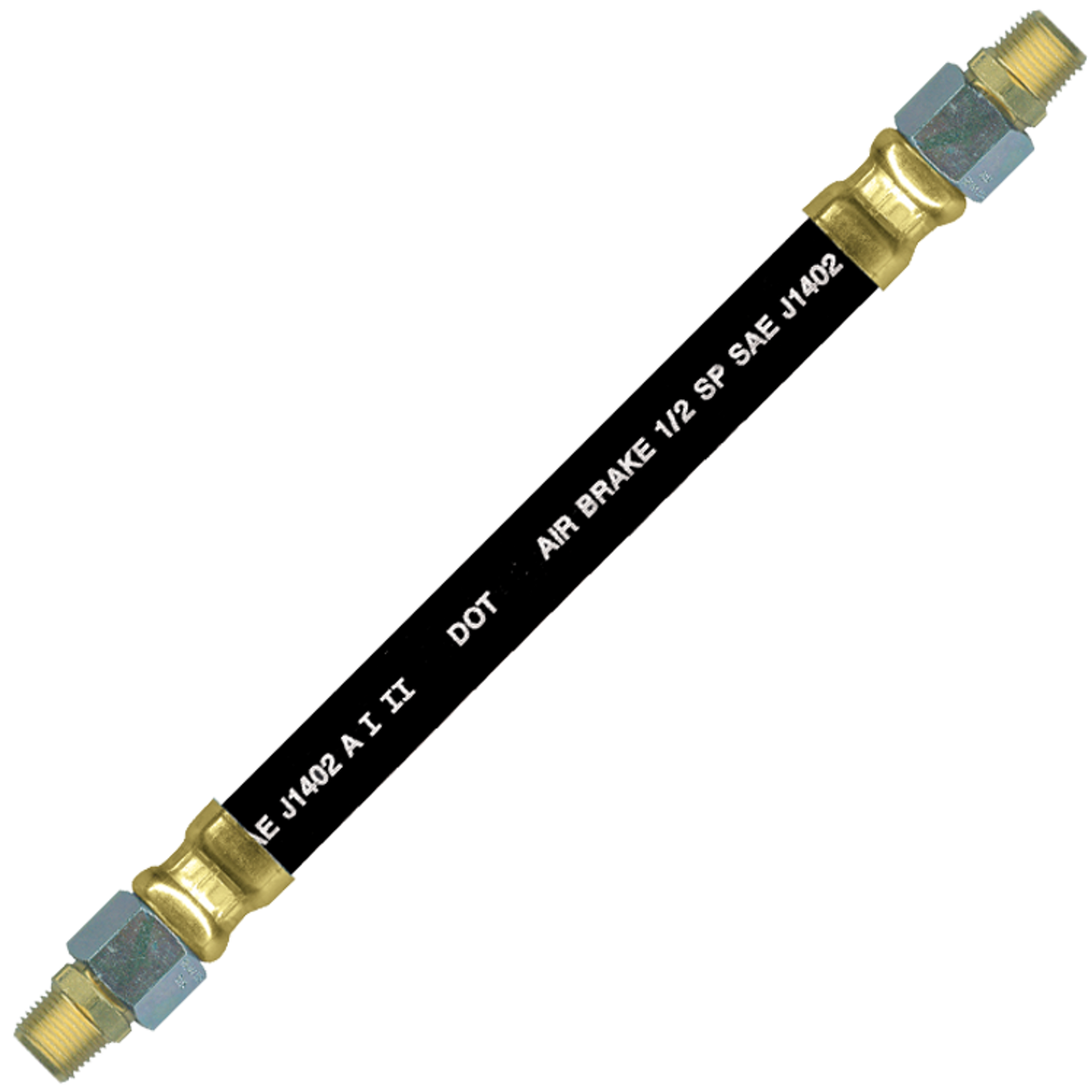 1/2 x 32" Black Rubber DOT SAE J1402 Air Brake Hose Assembly  HAB-8-32C-SW