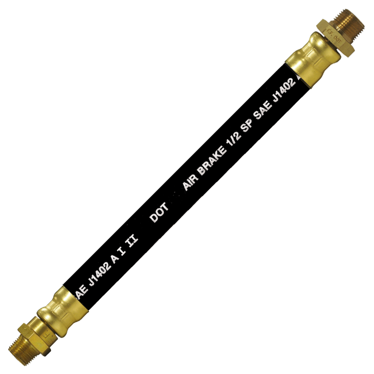 1/2 x 34" Black Rubber DOT SAE J1402 Air Brake Hose Assembly  HAB-8-34CLSC