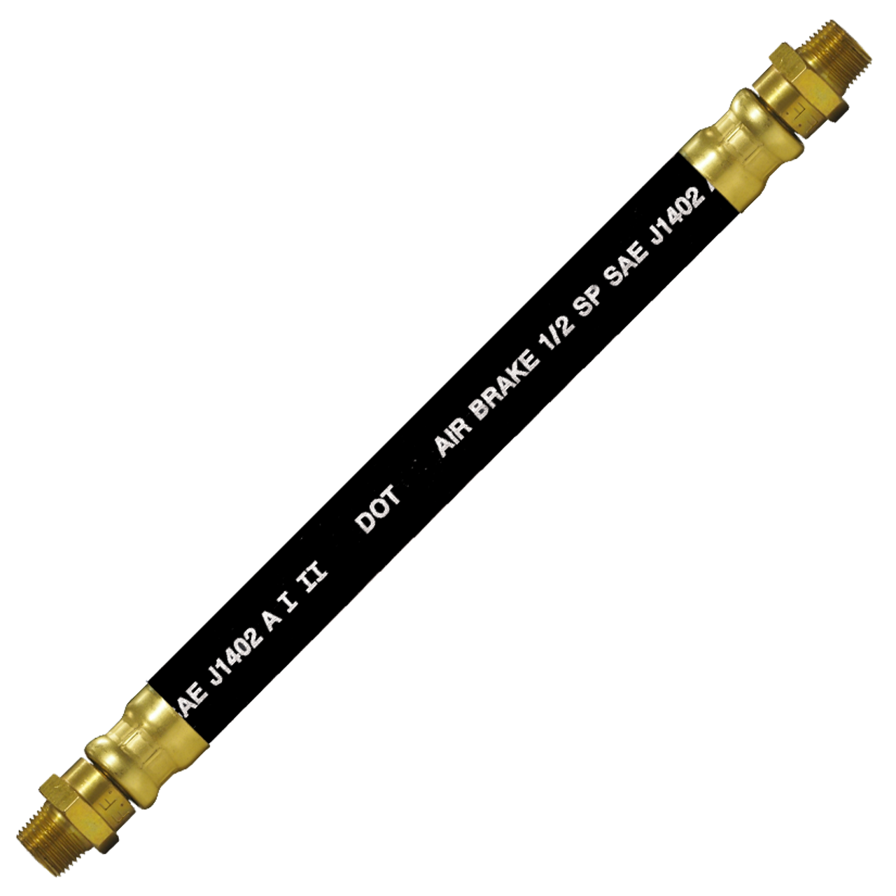 1/2 x 40" Black Rubber DOT SAE J1402 Air Brake Hose Assembly  HAB-8-40C-LSW