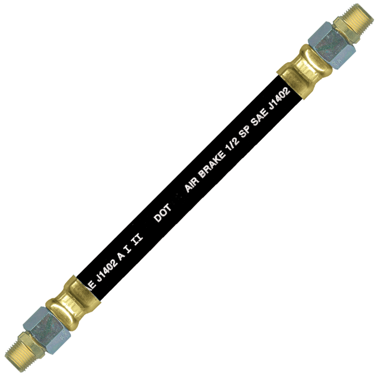 1/2 x 44" Black Rubber DOT SAE J1402 Air Brake Hose Assembly  HAB-8-44C-SW