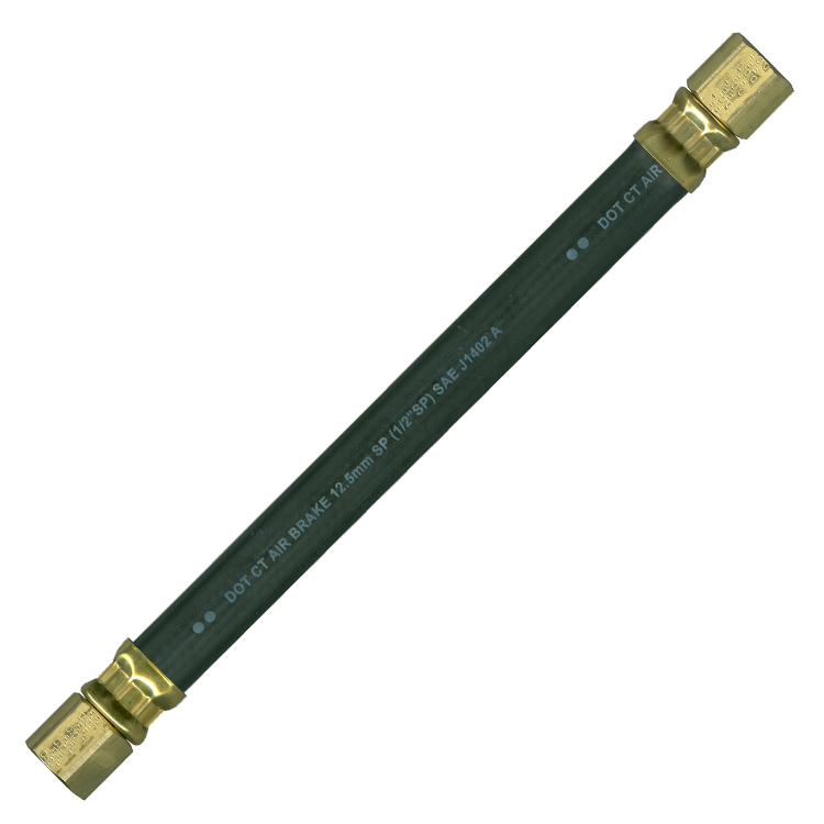 1/2 x 44" Black Rubber DOT SAE J1402 Air Brake Hose Assembly  HAB-8-44FS