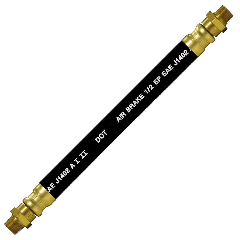 1/2 x 56" Black Rubber DOT SAE J1402 Air Brake Hose Assembly  HAB-8-56C-LSW