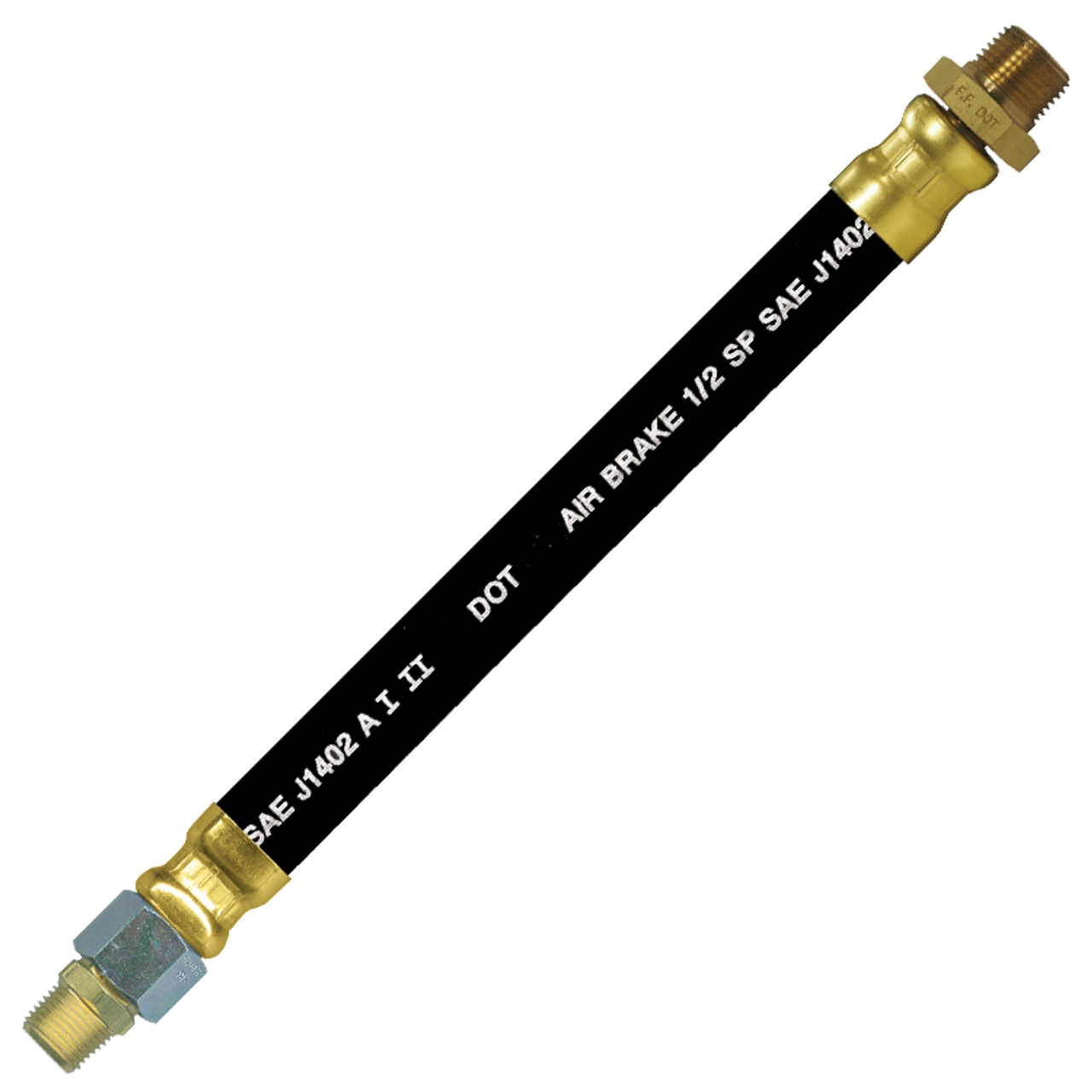 1/2 x 58" Black Rubber DOT SAE J1402 Air Brake Hose Assembly  HAB-8-58C