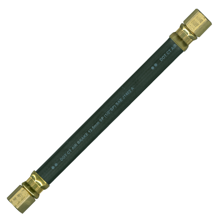 1/2 x 60" Black Rubber DOT SAE J1402 Air Brake Hose Assembly  HAB-8-60FS
