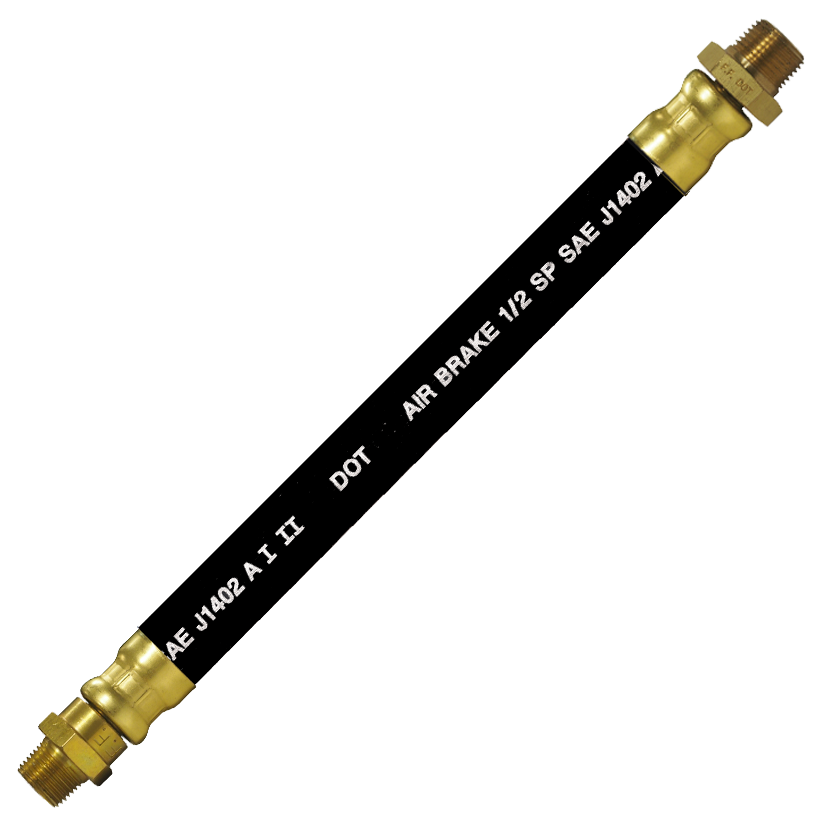 1/2 x 66" Black Rubber DOT SAE J1402 Air Brake Hose Assembly  HAB-8-66CLSC