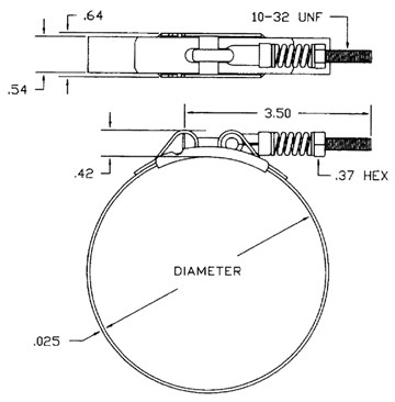 3.63 - 3.94" Mini Flex Seal T-Bolt Clamp - S/S Band - Ferrous Bolt  HC20-382