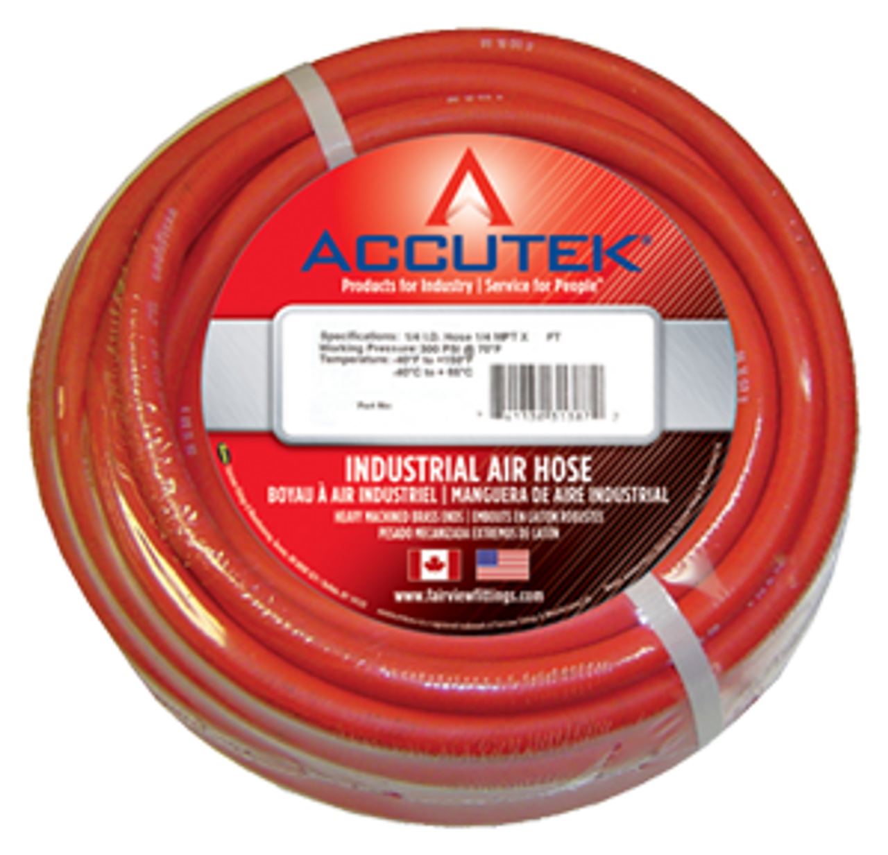 3/8" x 50' Red PVC Air Hose Assembly  PA6RED-50C