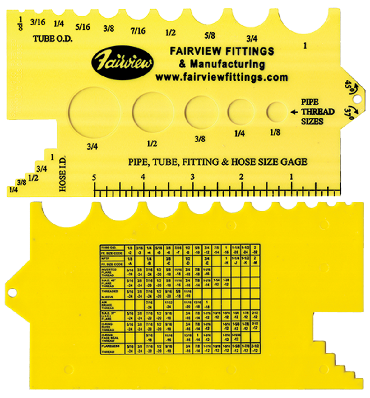 1/8 ~ 1" JG® Hi-Viz Yellow Plastic Pipe, Tube & Hose Gauge  PIPE PG/1
