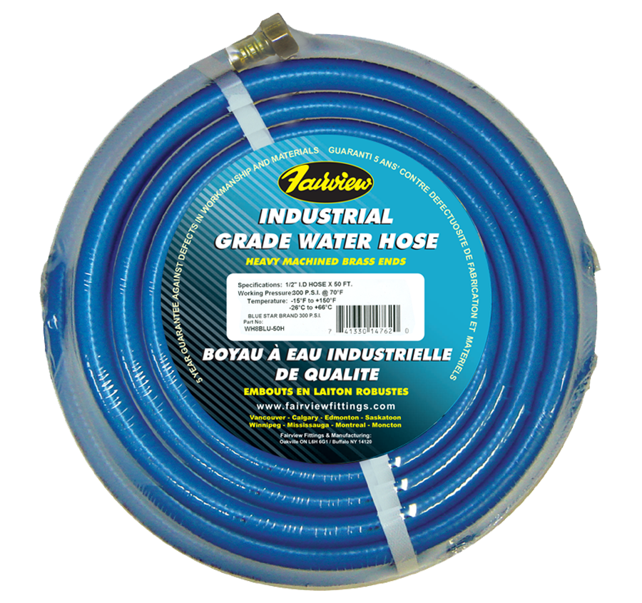 1/2" x 25' "Blue Star" Industrial Water Hose Assembly  WH8BLU-25H