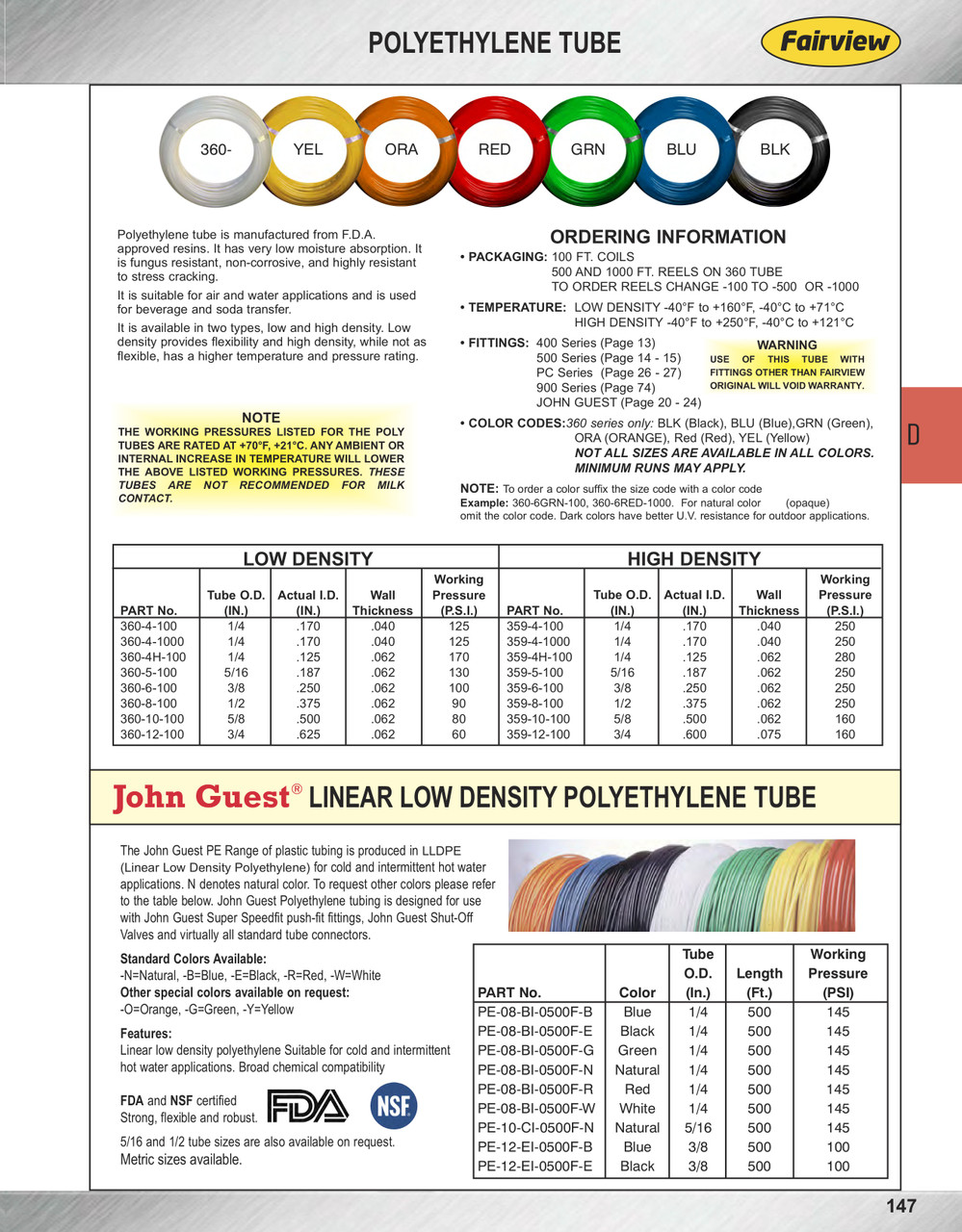 5/8" x 100' High Density White Polyethylene Tube  359-10-100