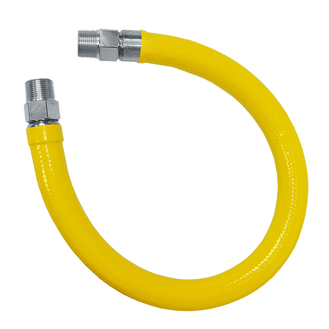 1 x 36" Male NPT Swivel Yellow Coated S/S Natural Gas Hose Assembly  ACM-100-GAS-SP36