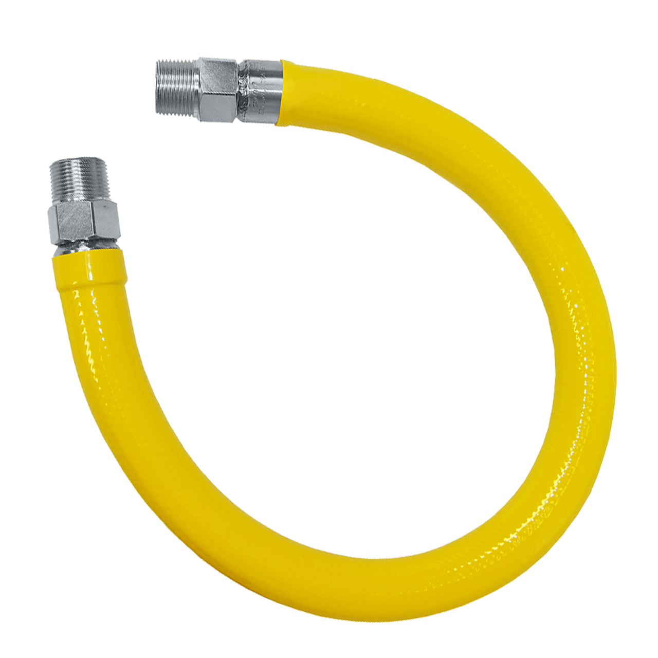 1/2 x 60" Male NPT Swivel Yellow Coated S/S Natural Gas Hose Assembly  ACM-50-GAS-SP60