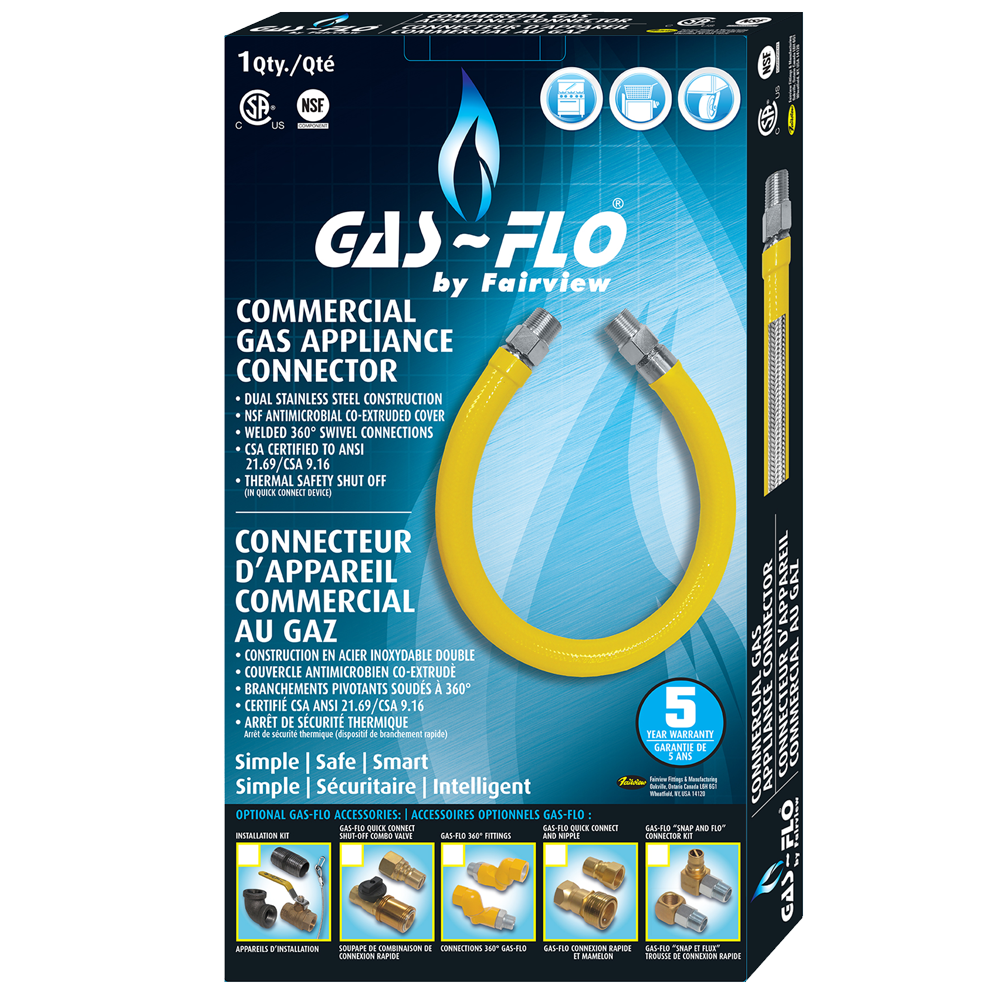 1/2 x 48" Yellow Coated S/S Natural Gas Appliance Hose Kit  ACM-50KIT-48