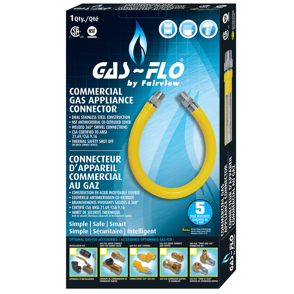 3/4 x 48" Yellow Coated S/S Natural Gas Appliance Hose Kit  ACM-75KIT-48