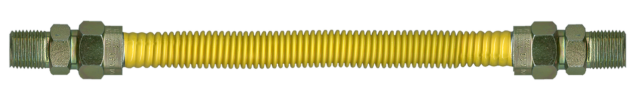 1/2 x 18" Male NPT - Yellow Coated S/S Natural Gas Hose Assembly  ACS-50MM-18