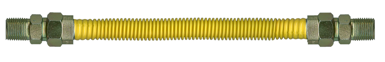 1/2 x 48" Male NPT - Yellow Coated S/S Natural Gas Hose Assembly  ACS-50MM-48