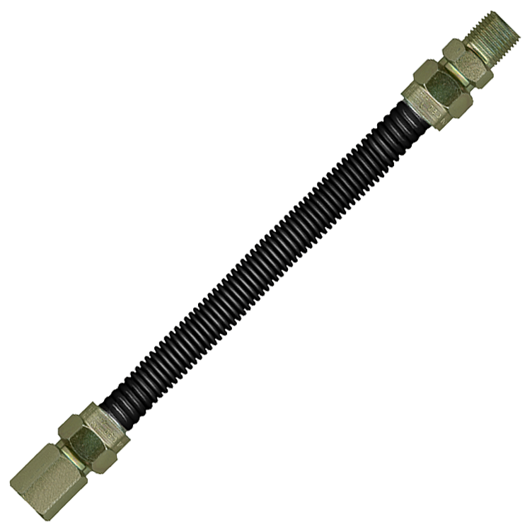 3/8 x 24"  Female NPT - Male NPT Black Coated S/S Natural Gas Hose Assembly  ACSBLK-250FM-24