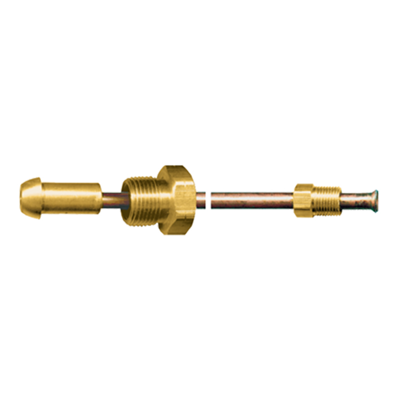 1/4 x 48" Copper Tube - Brass Male Long Nose POL (CGA510) - Male Inverted Flare Nut Pigtail  CP-2348