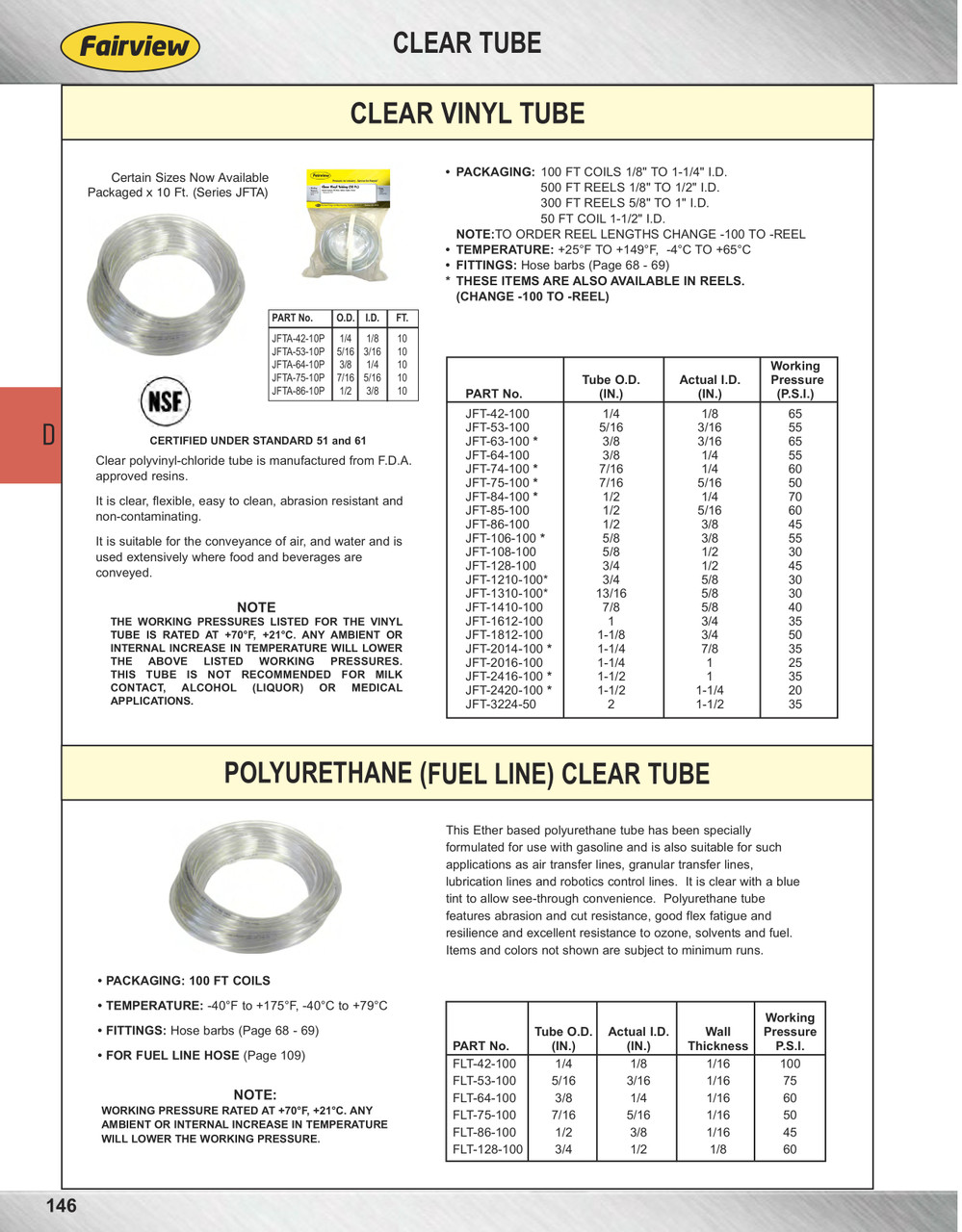 3/4" x 1/2" x 100' Clear Polyurethane Fuel Line Tube  FLT-128-100