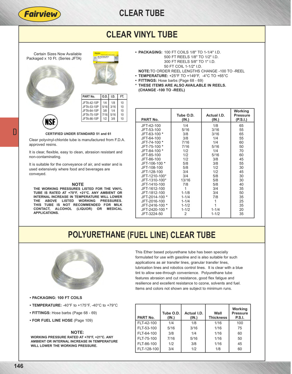 5/16" x 3/16" x 100' Clear Polyurethane Fuel Line Tube  FLT-53-100