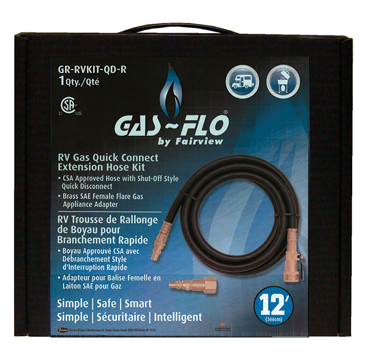 Recreational Vehicle Propane Hose Assembly w/QD Couplers  GR-RVKIT-QD-R