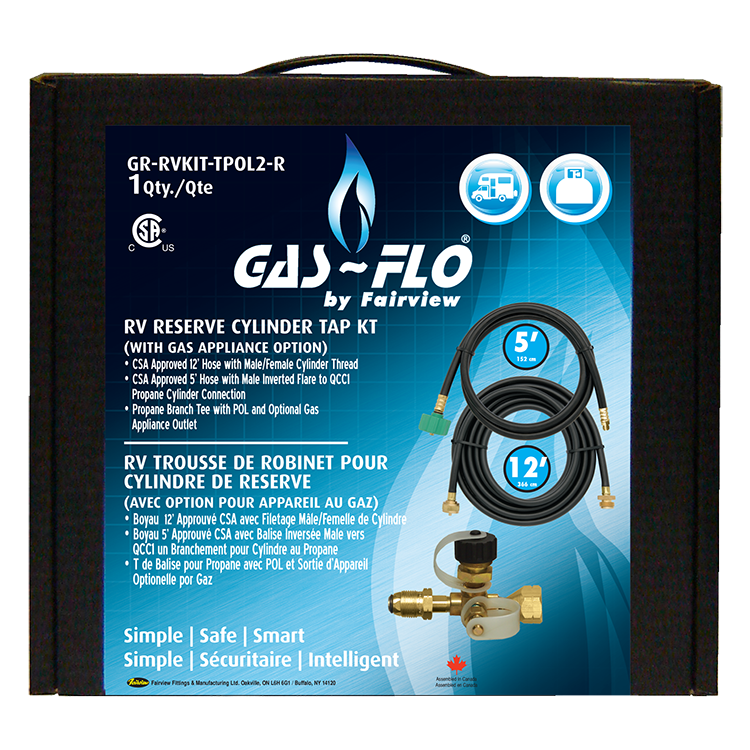 Recreational Vehicle Propane Hose Assembly w/Primus Tee & Inverted Flare  GR-RVKIT-TPOL-R