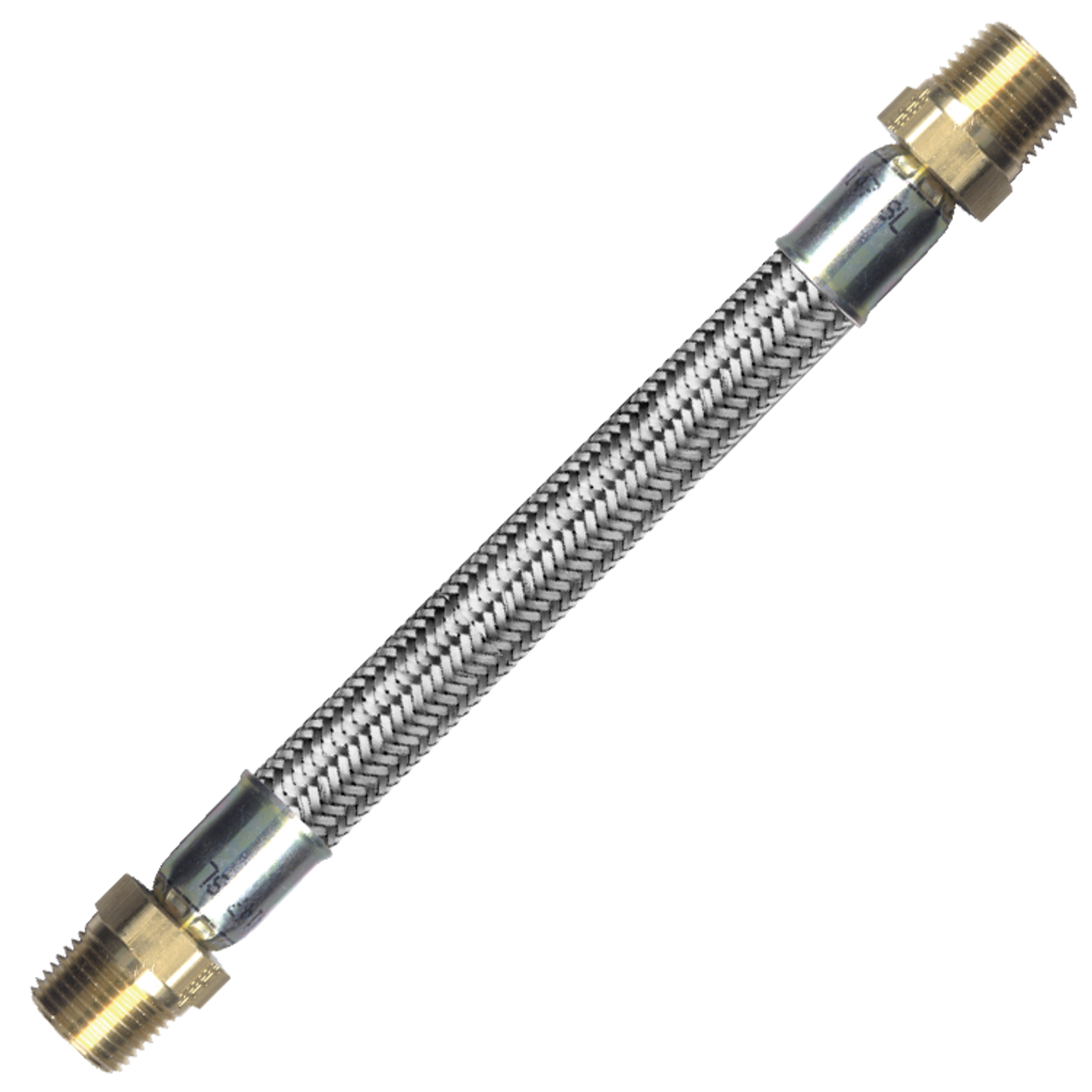 3/16 x 24" Male NPT PTFE Hose/Stainless Steel Cover Crimped Hose Assembly  HT4C24MP2MP2