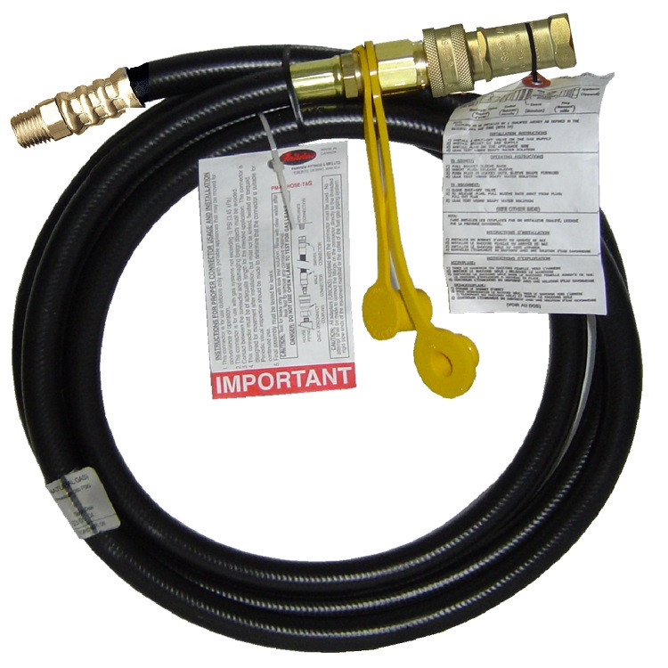 3/4 x 120" Male NPT - QD nipple - Type I Nitrile Rubber Natural Gas Hose Assembly w/Plug & Cap  I12C120MP12QDPC