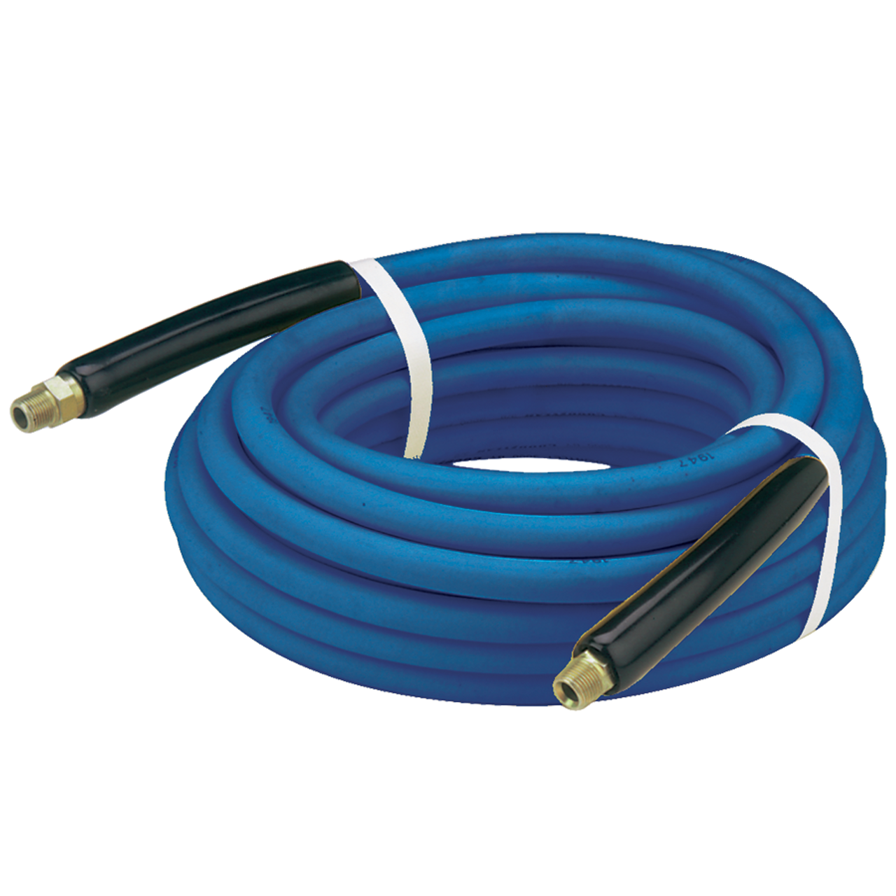 3/8" x 100' Blue 4000 PSI Non-Marking Male NPT Solid/Swivel Pressure Wash Hose Assembly  PW3A-6-100