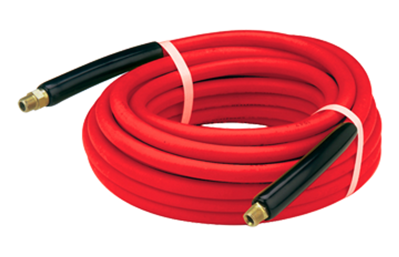 3/8" x 50' Red 3000 PSI Heat Resist/Non-Marking Male NPT Solid/Swivel Pressure Wash Hose Assembly  PW5A-6-50