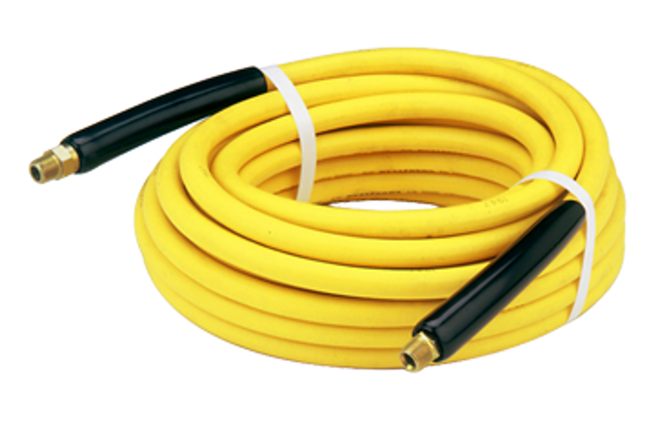 3/8" x 30' Yellow 4000 PSI Oil/Fat Resistant Male NPT Solid/Swivel Pressure Wash Hose Assembly  PW6A-6-30