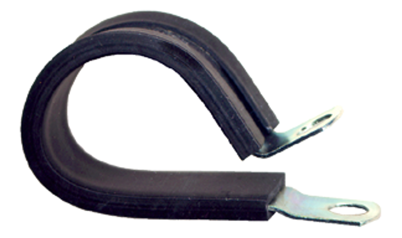 1/2" Tube O.D. Plated Steel - Rubber Cushioned Tube Strap - 3/8" Bolt Hole  TS16R-8