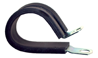 1/4" Tube O.D. Plated Steel - Rubber Cushioned Tube Strap - 1/4" Bolt Hole  TS17R-4