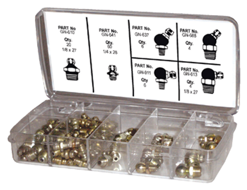 100 Pc. Assorted Metric Grease Nipple Kit  GNM-100-KIT