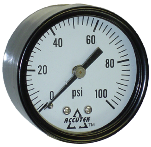0-100 PSI  - 2" Dry - Steel Case - Brass Center Back Mount - Pressure Gauge  PG-100CD2