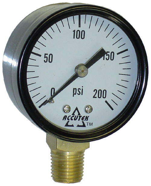 0-200 PSI  - 2" Dry - Steel Case - Brass Stem Mount - Pressure Gauge  PG-200SD2